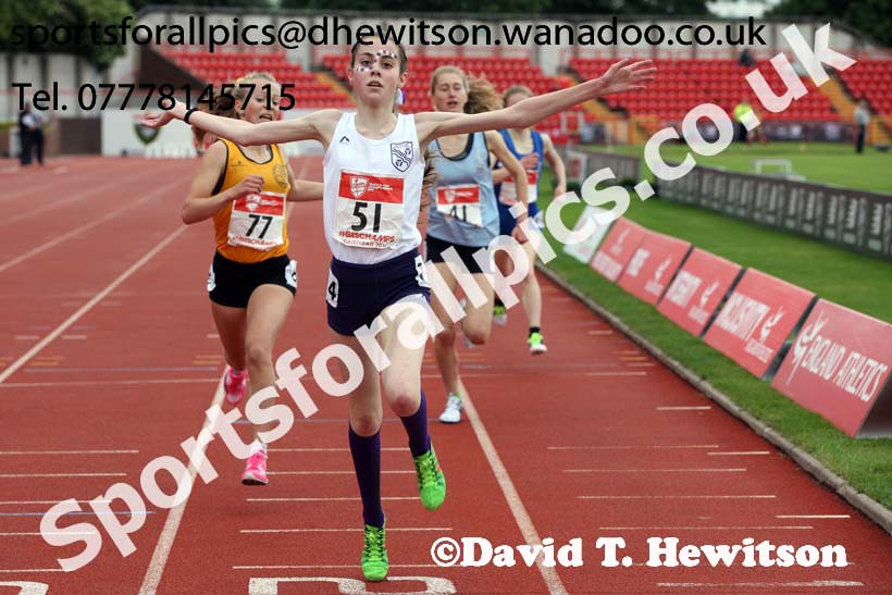 Inter girls 3000 metres, English Schools Track and Field. Photo: David T. Hewitson/Sports for All Pics